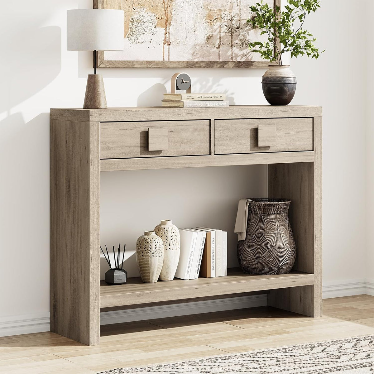 40 Inch Narrow Console Table with Drawers