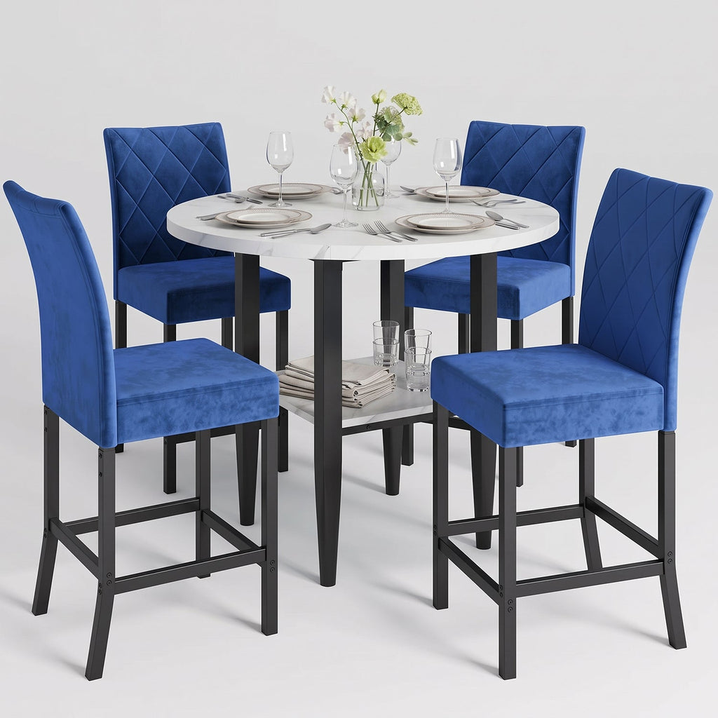5-Piece Counter Height Dining Set with Marble Table