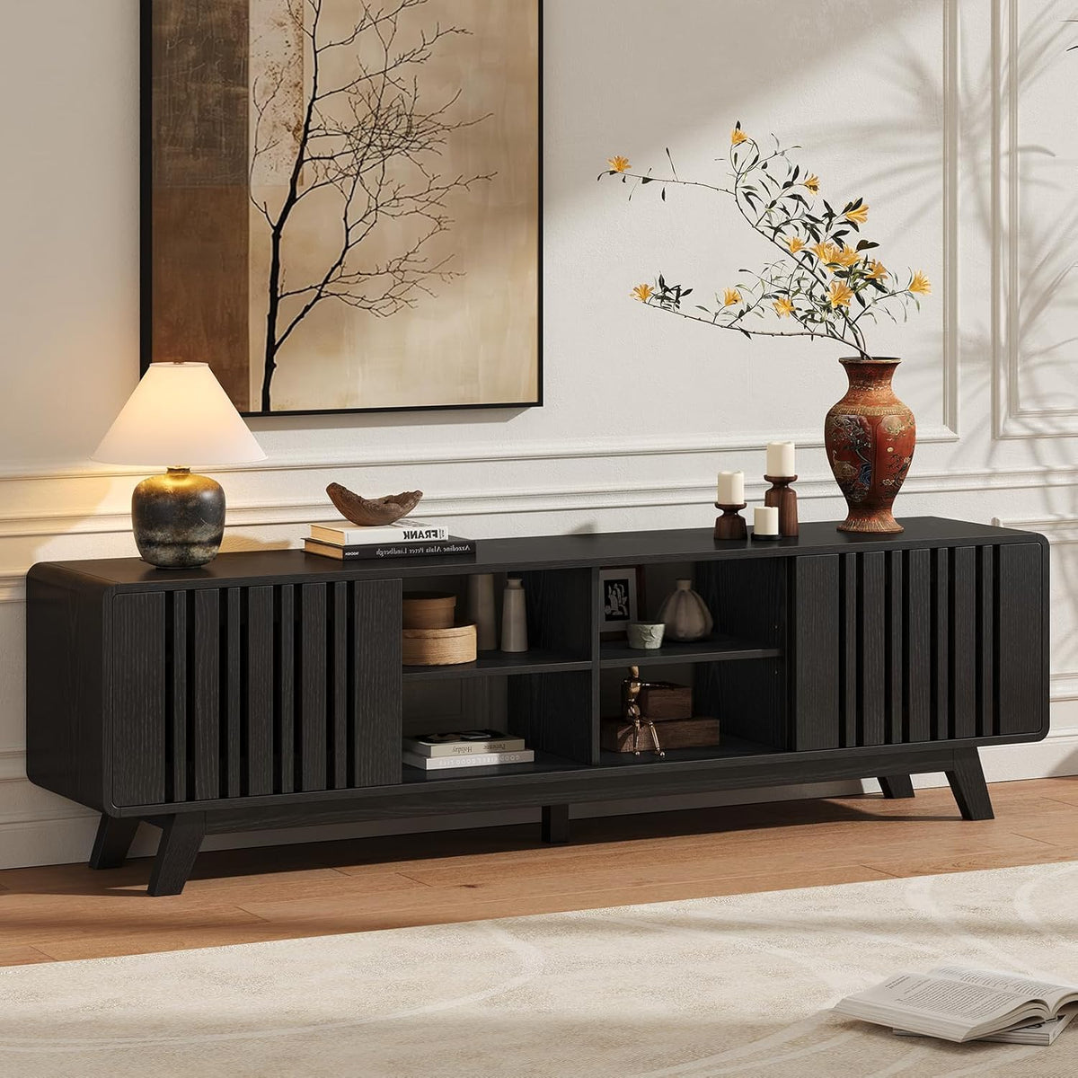 63 or 70 Inch TV Stand with Sliding Grille Doors