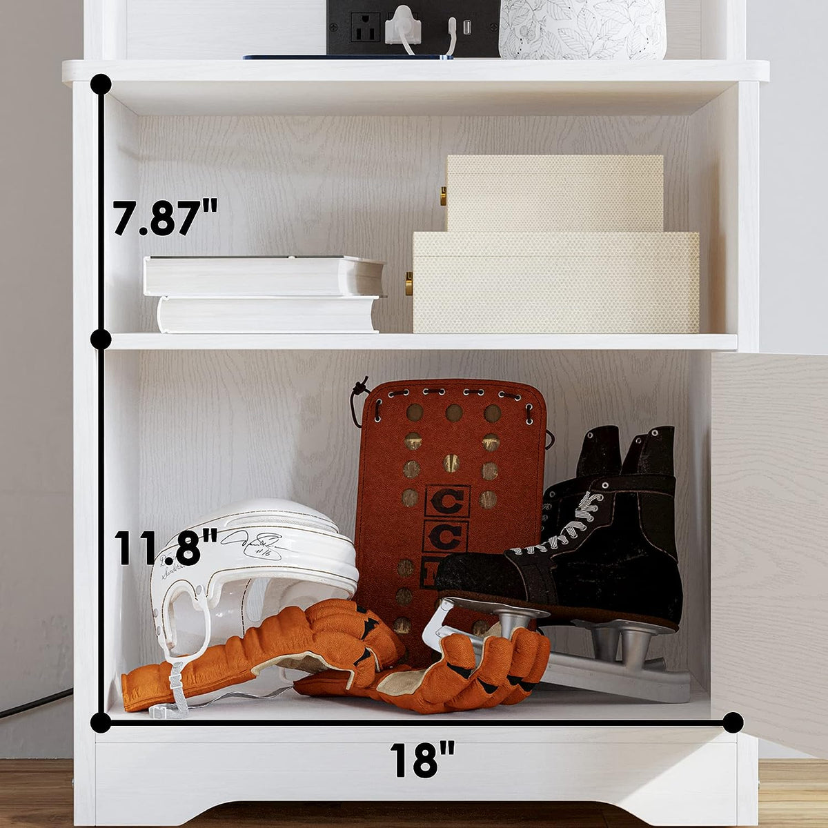 55 Inch Tall Nightstand with Charging Station