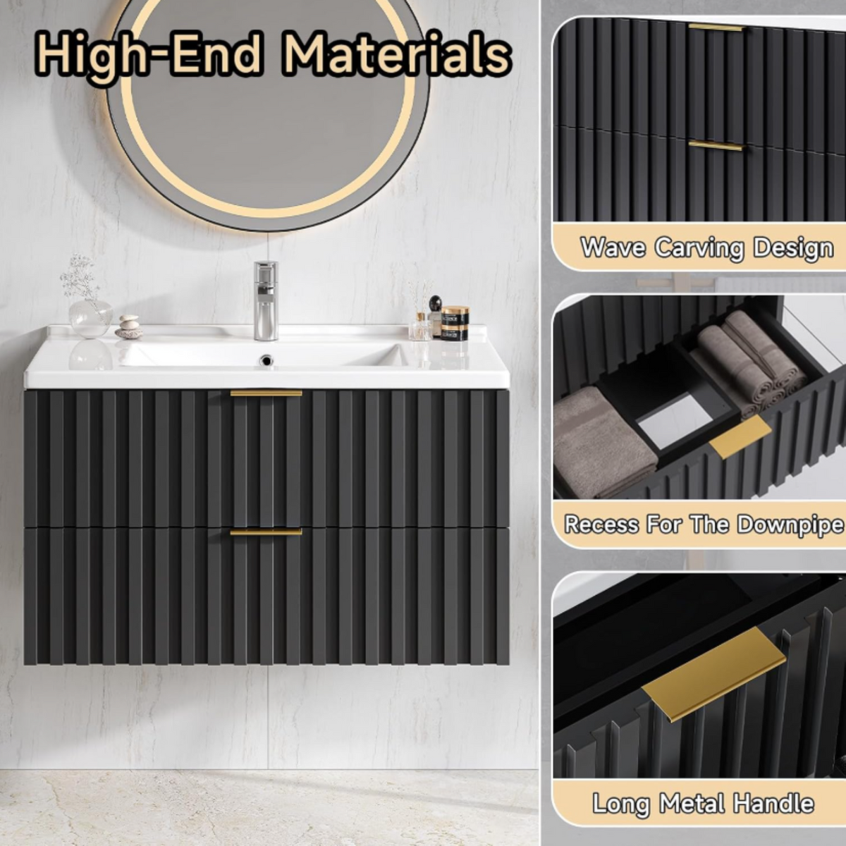 30 Inch Wall-Mounted Floating Bathroom Vanity