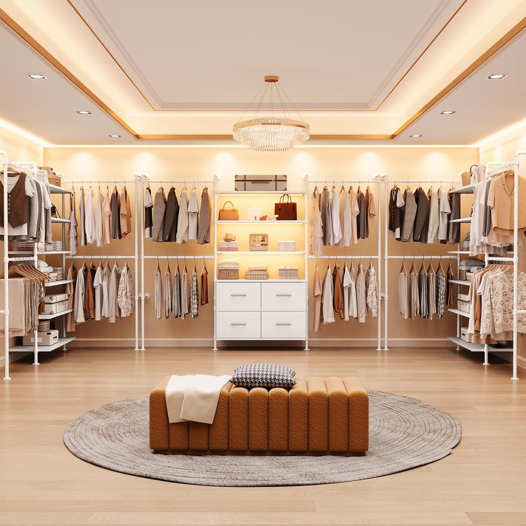 Closet System with LED Light and 4 Drawers