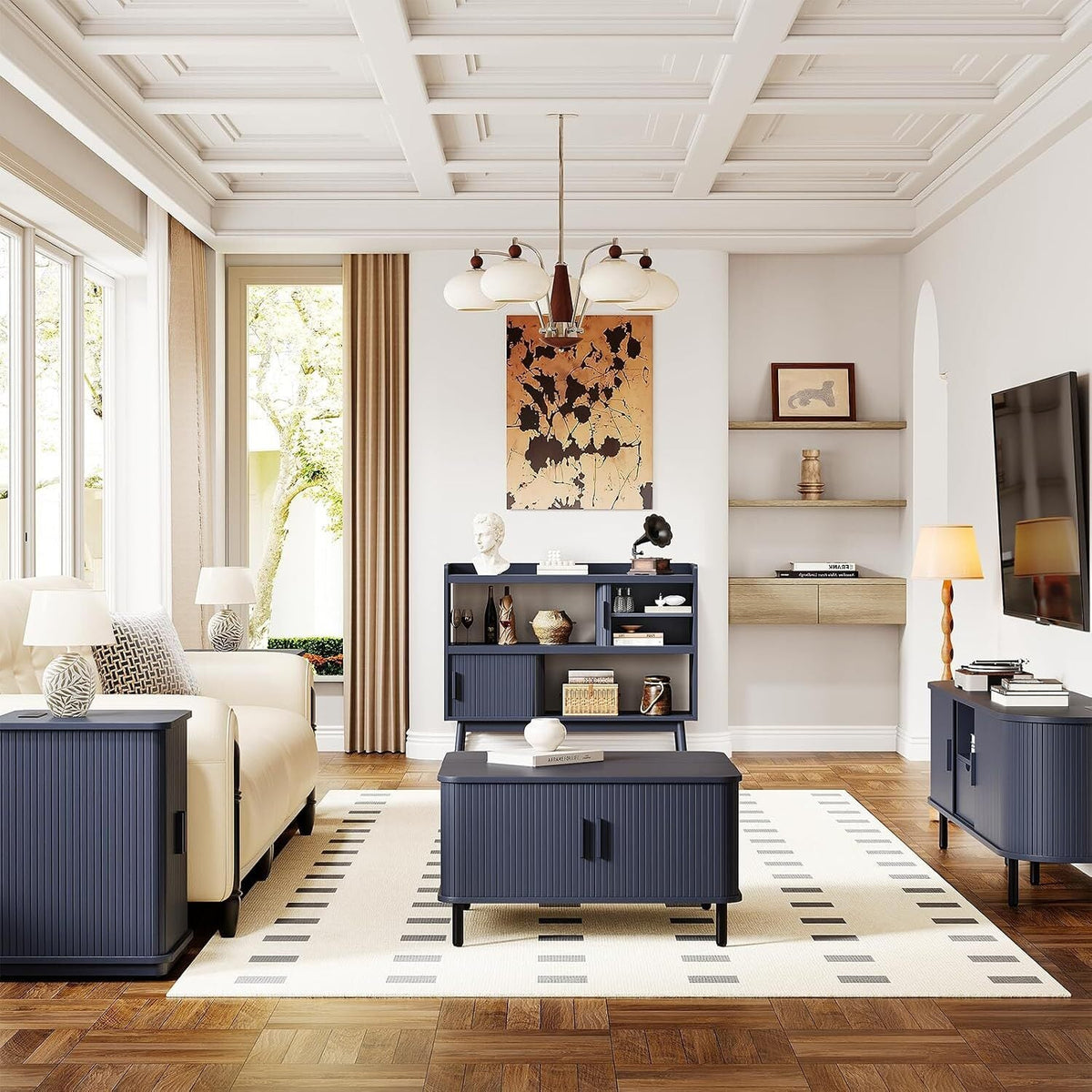 43-Inch Sideboard Buffet with Built-In Power Station