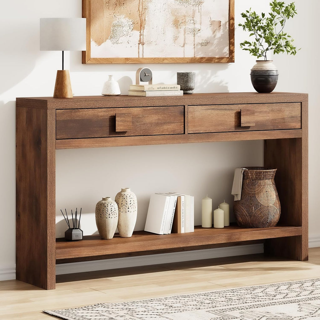 55 Inch Narrow Console Table with Drawers
