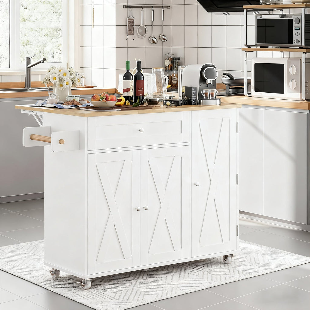 Rolling Kitchen Island Cart with Drop Leaf