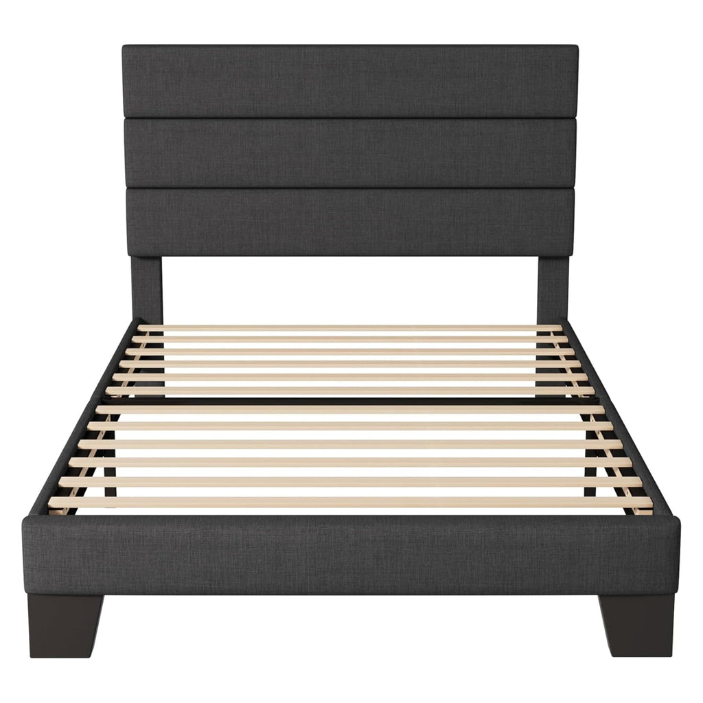 Twin Upholstered Platform Bed with Fabric Headboard