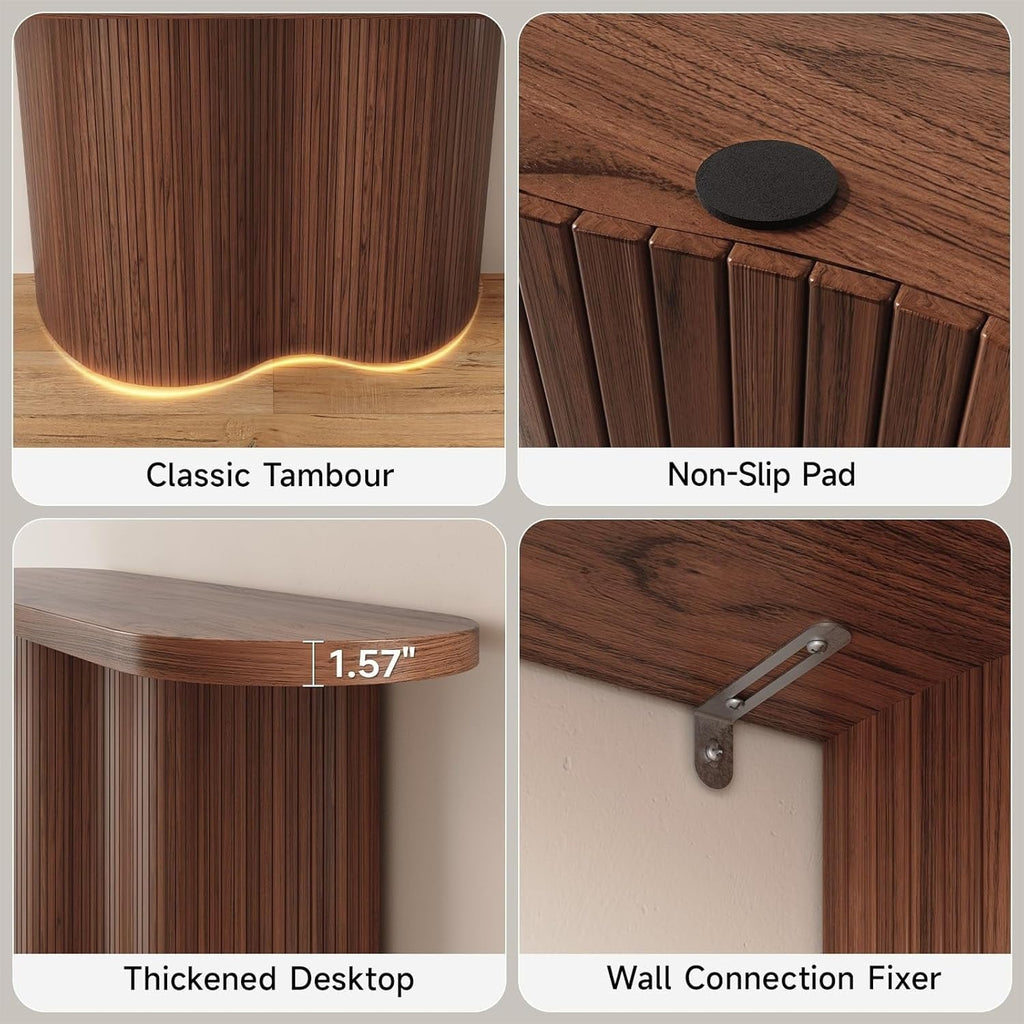 57 Inch Tambour Entryway Console Table