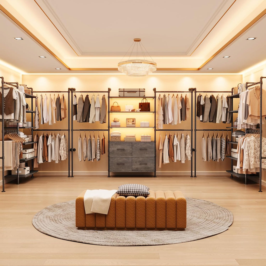 Closet System with LED Light and 4 Drawers