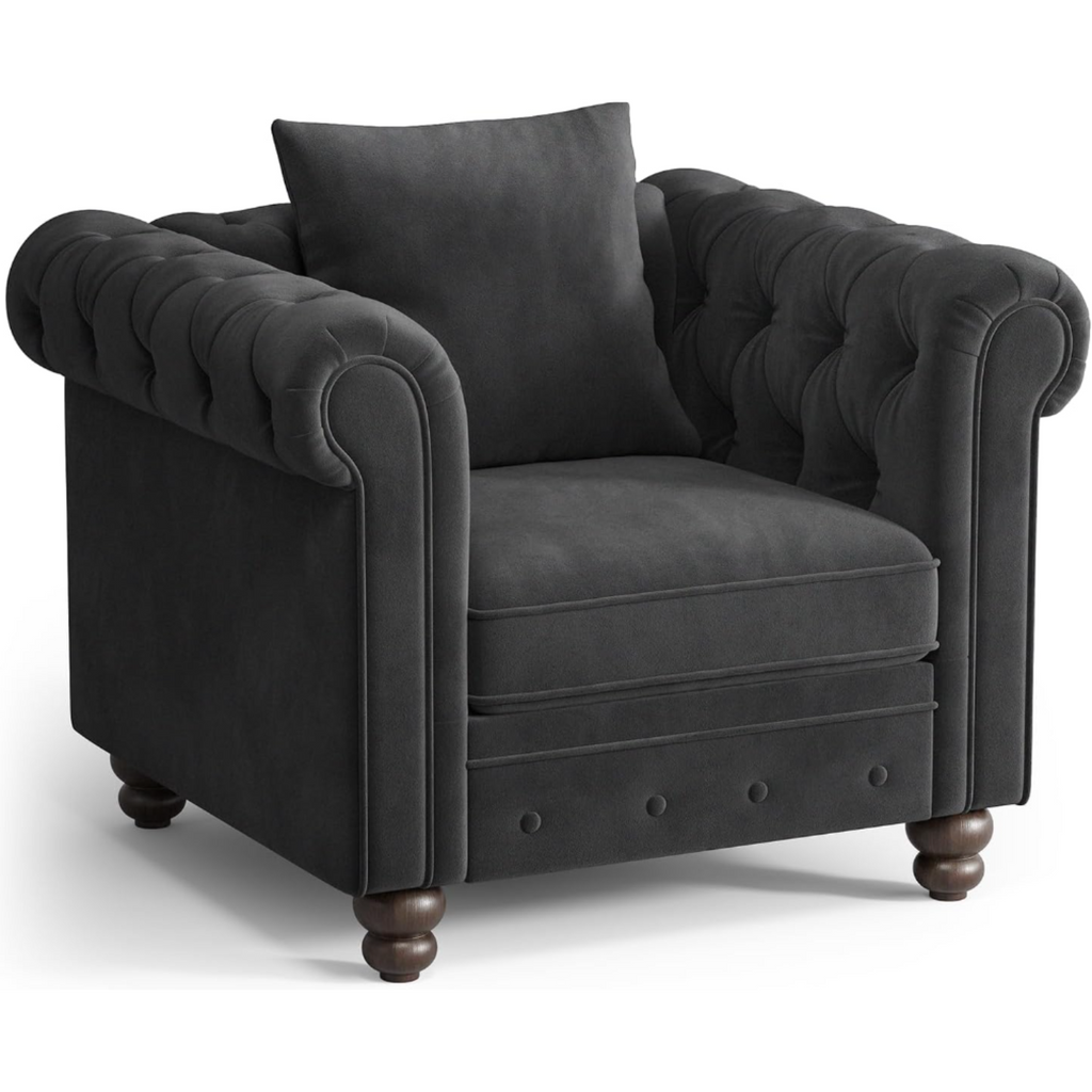 Velvet Chesterfield Tufted Accent Armchair