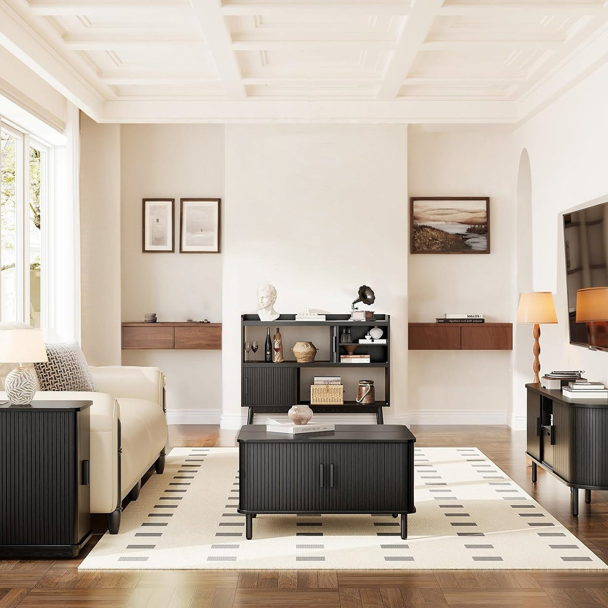 43-Inch Sideboard Buffet with Built-In Power Station