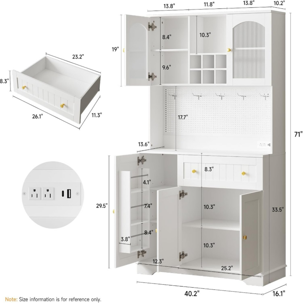 71 Inch Kitchen Pantry Cabinet with Microwave Stand