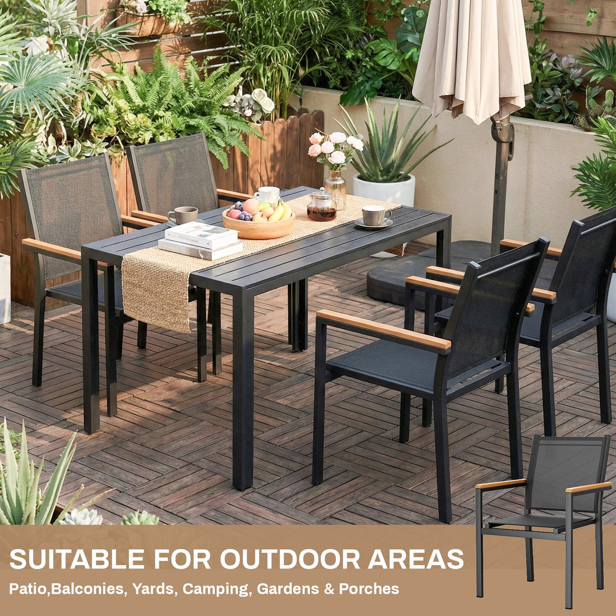 Stackable Outdoor Patio Dining Chairs, Set of 2 or 4