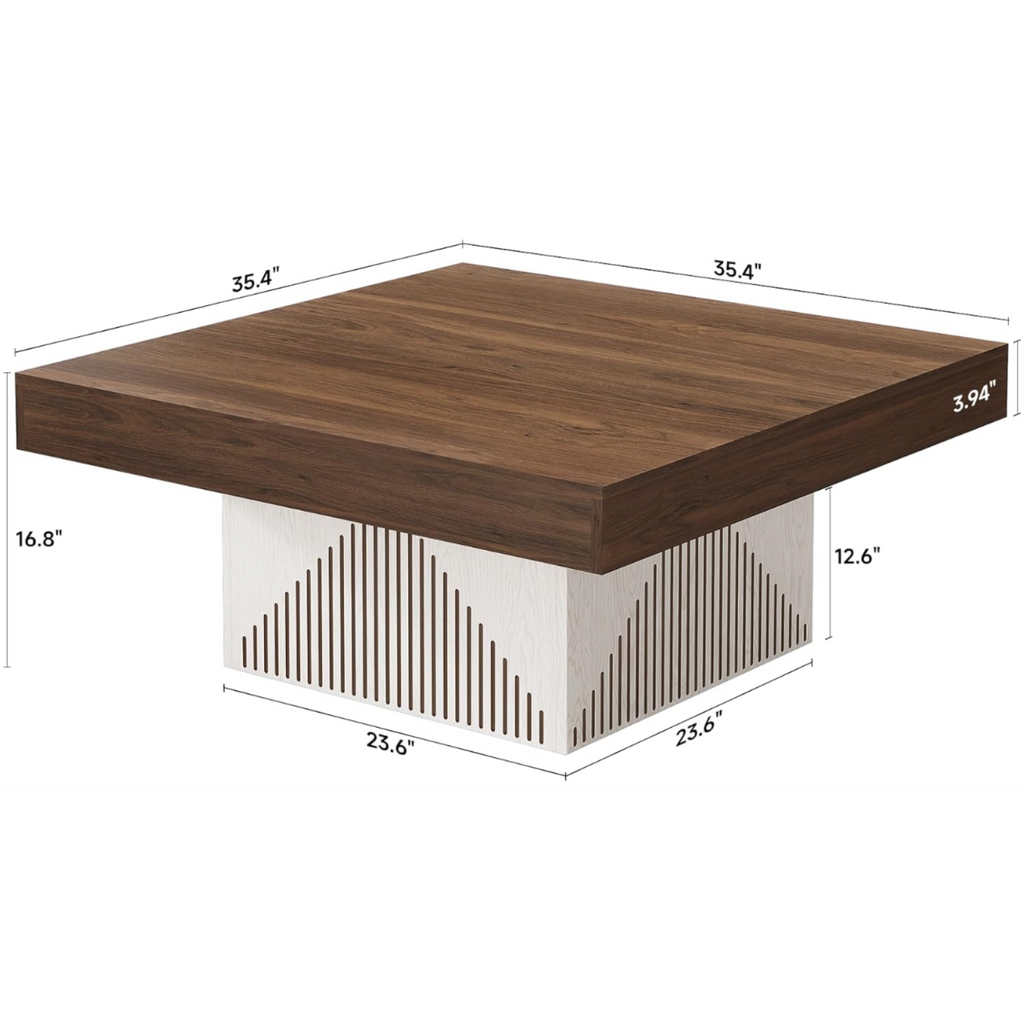 Square Wood Coffee Table with LED Lighting