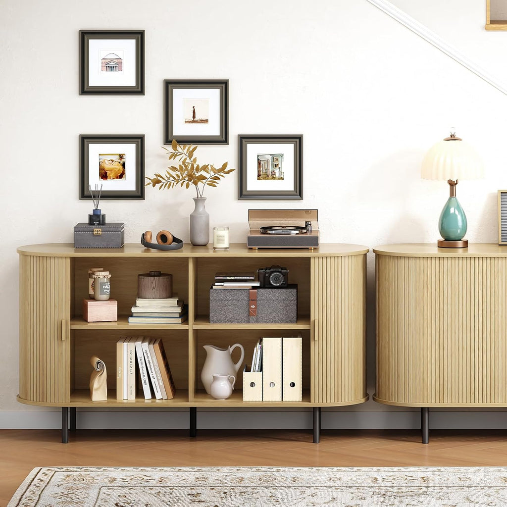 55 Inch Sideboard Buffet with Tambour Door