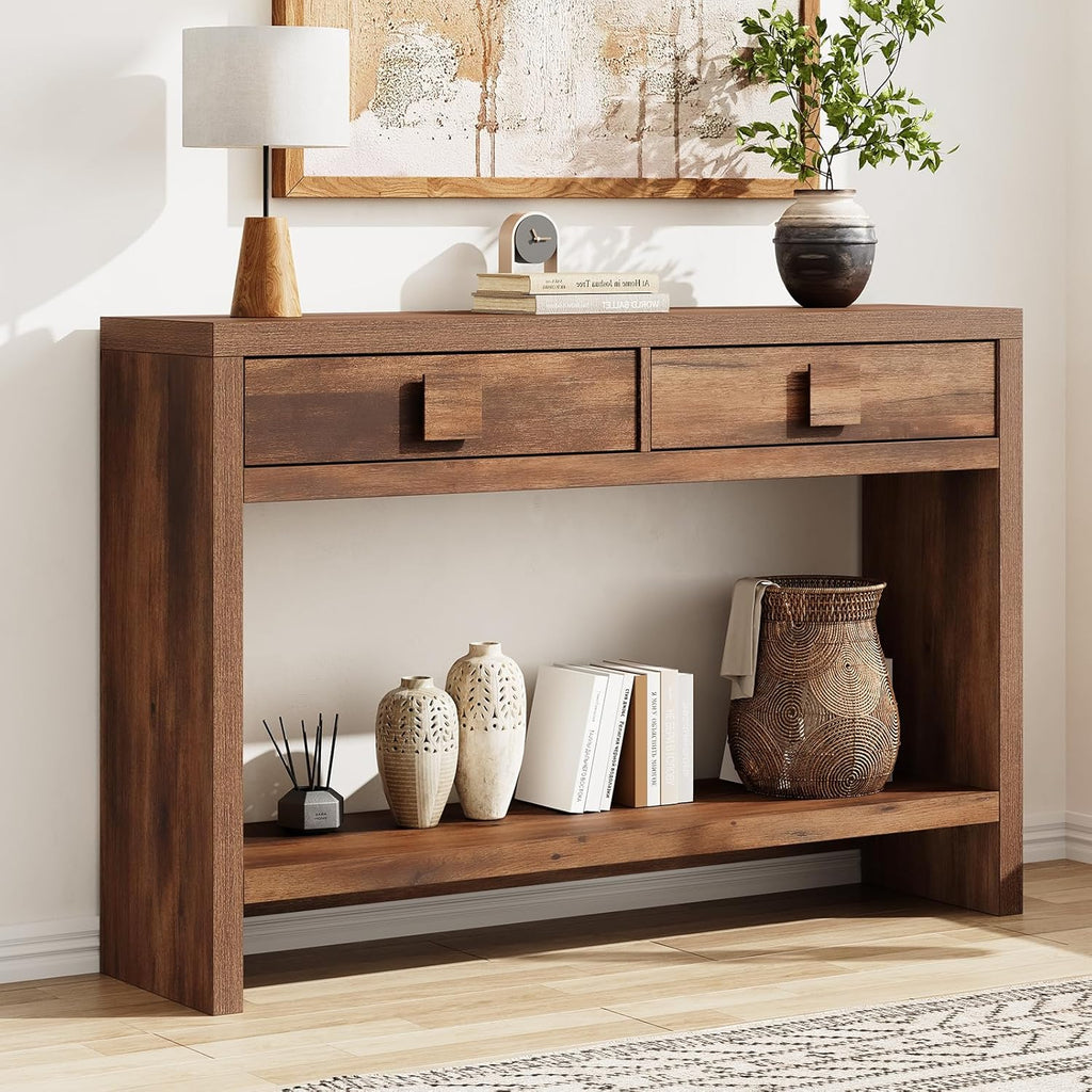 47 Inch Narrow Console Table with Drawers