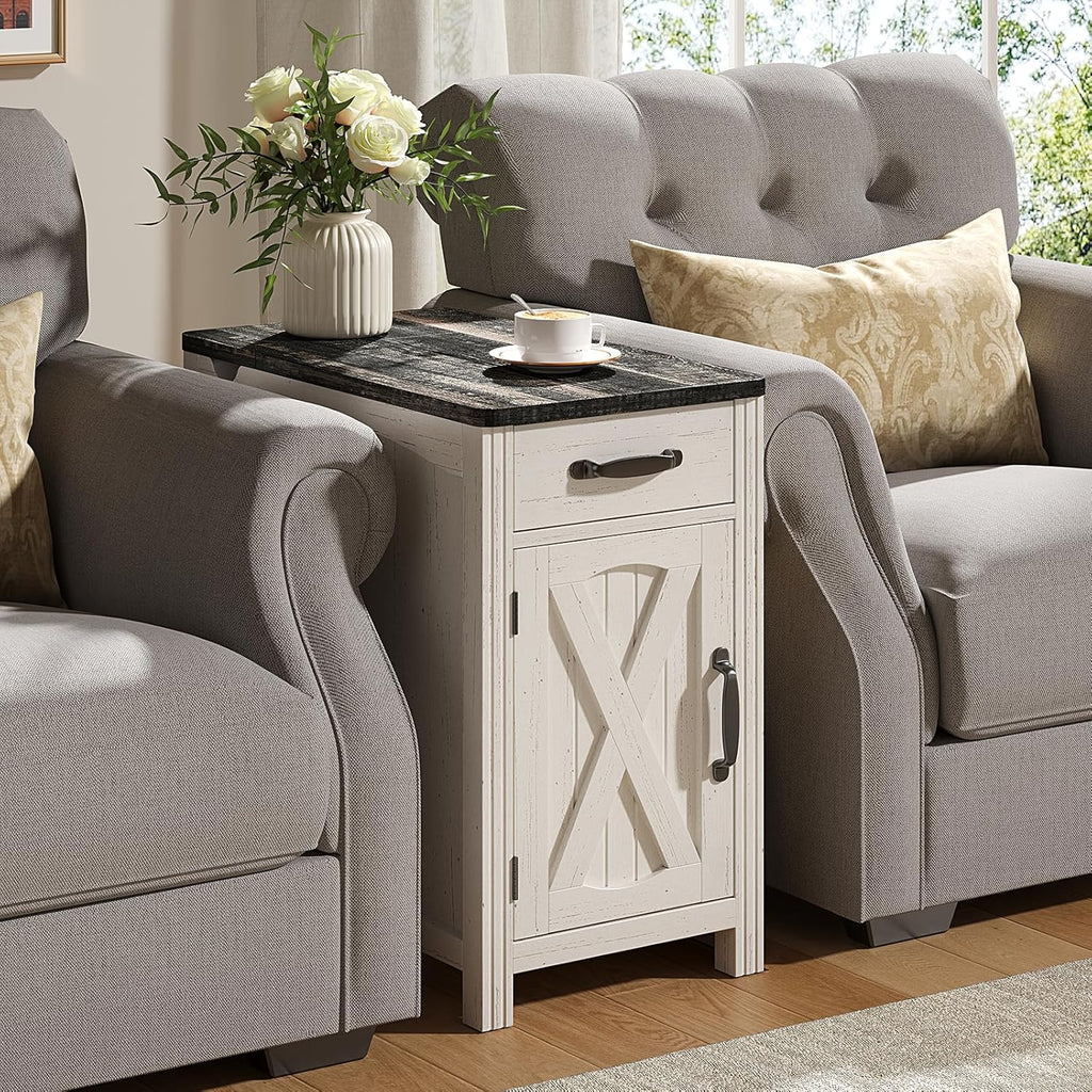 Farmhouse End Table with Hidden Charging Station