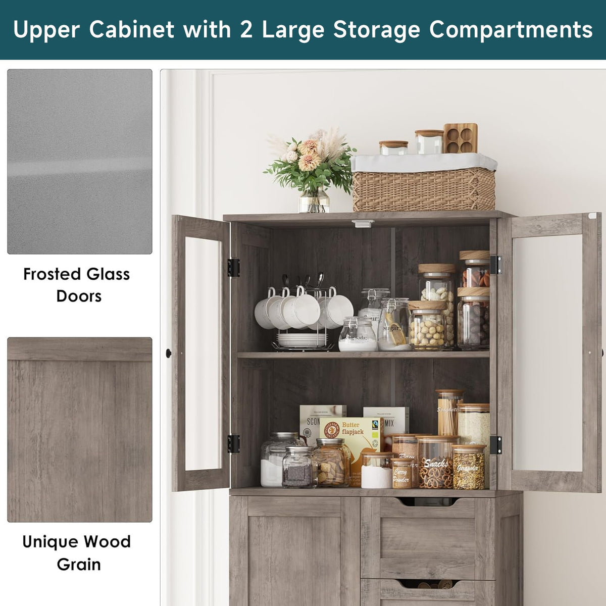 67 in Tall Bathroom Storage Cabinet with Drawers