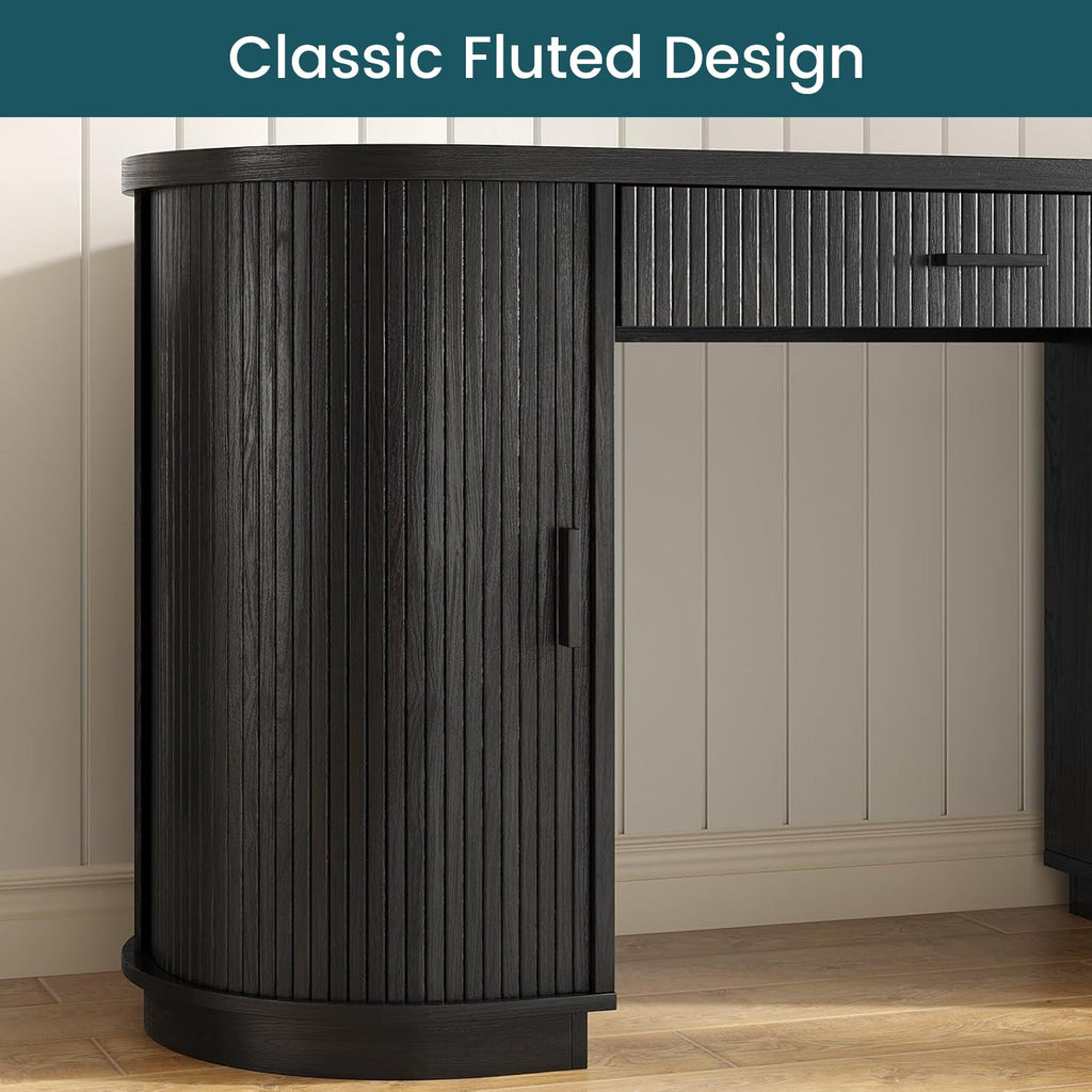 57 in Fluted Executive Desk with File Cabinet