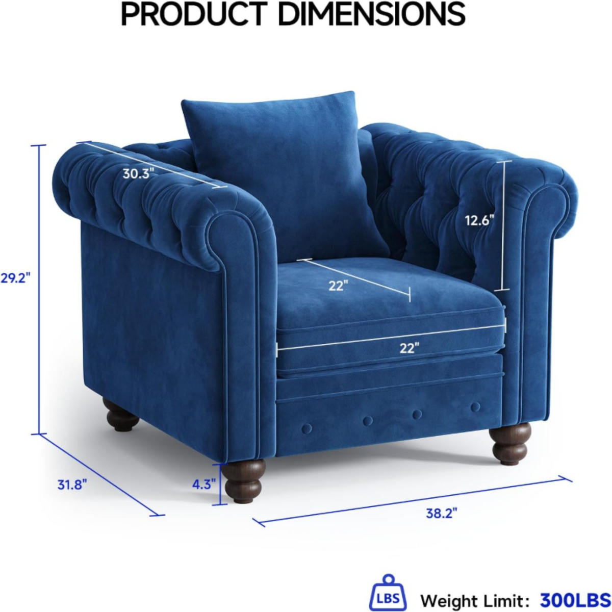 Velvet Chesterfield Tufted Accent Armchair