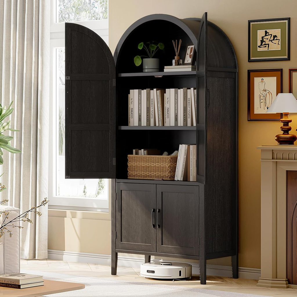 71 Inch Arched Kitchen Pantry Cabinet with Doors