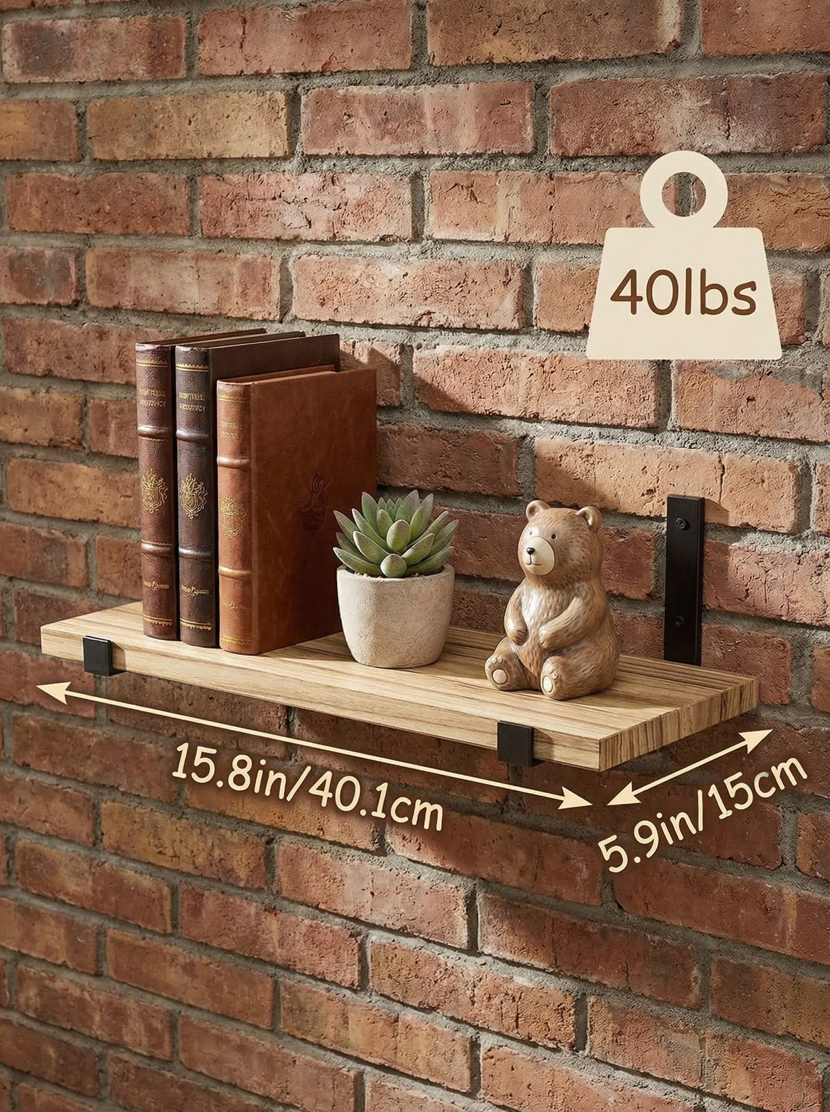 Rustic Floating Wood Wall Shelves, 5 or 8 Pack