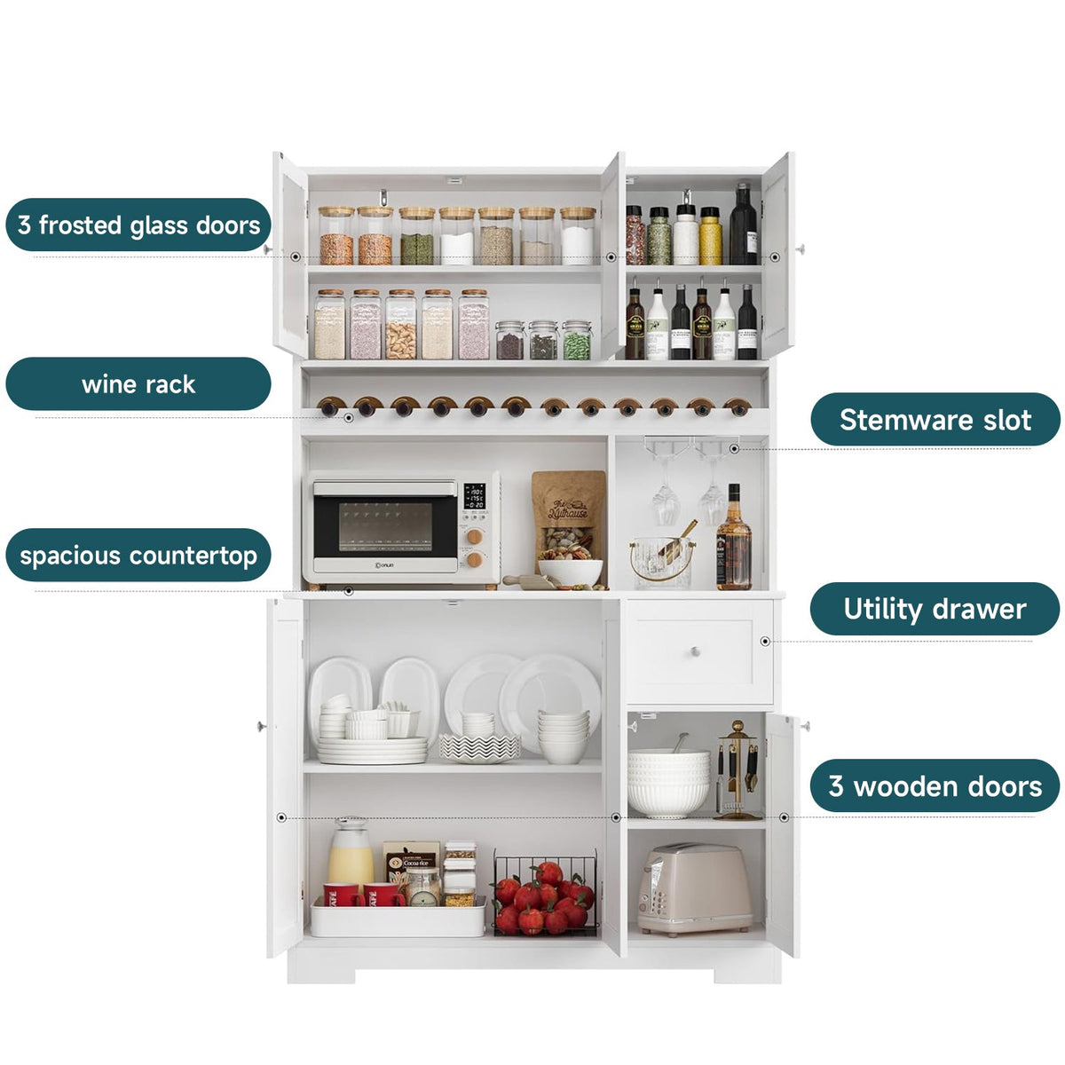 71 in Kitchen Pantry Cabinet with Coffee Bar