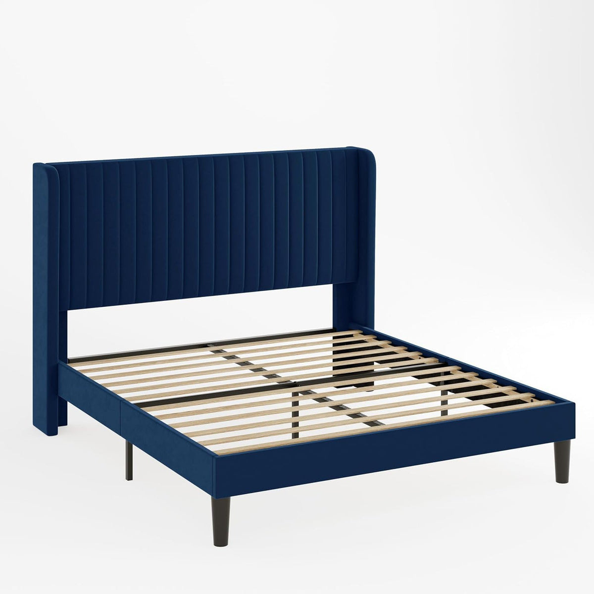 Velvet Platform Bed Frame with Tufted Headboard