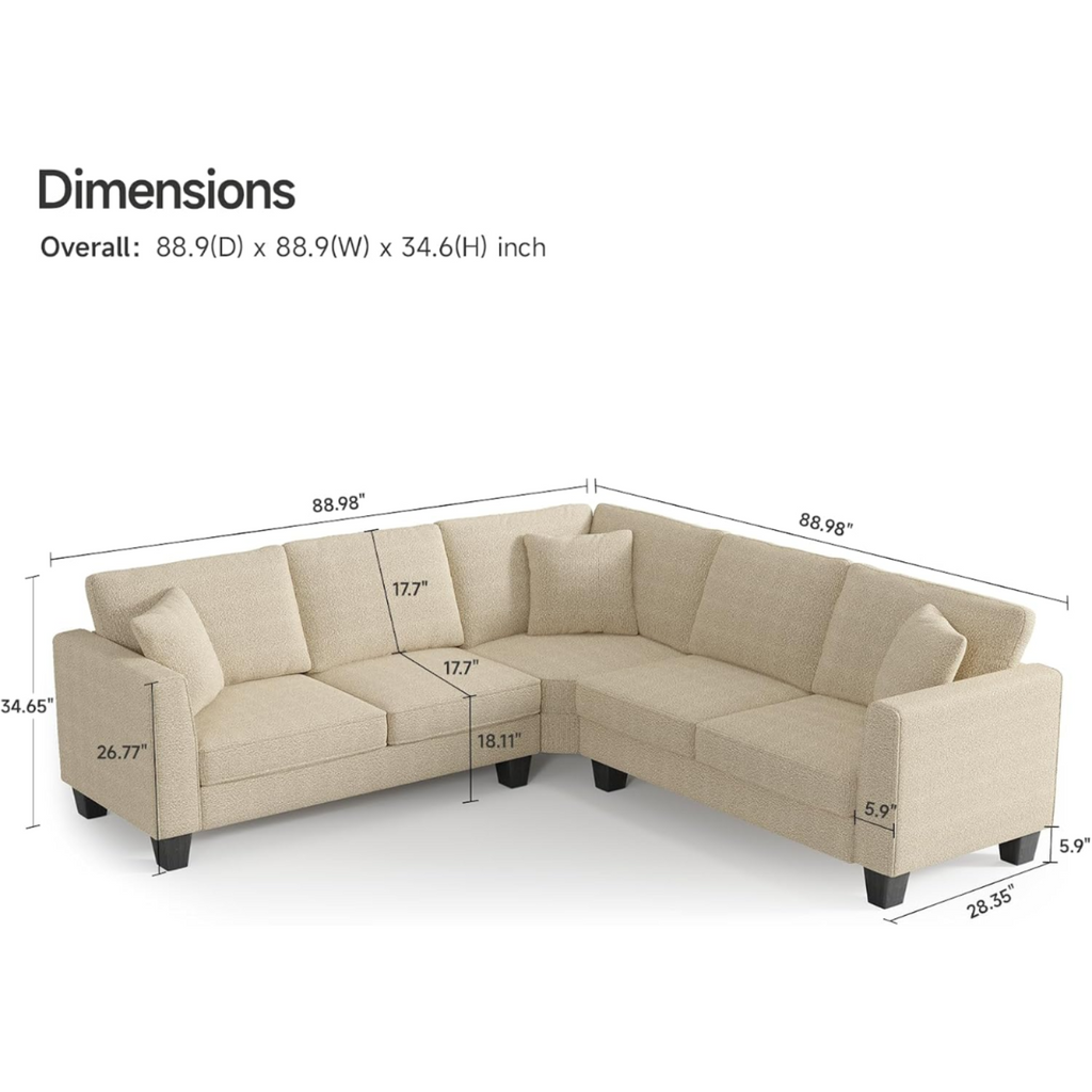 L-Shaped Chenille Sectional Sofa for Living Room