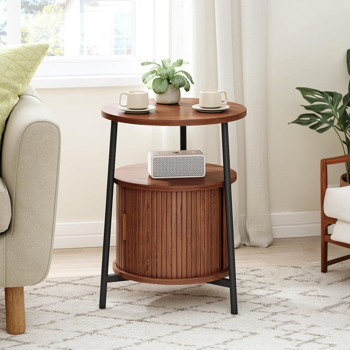 Round 2-Tier Side Table with Charging Station