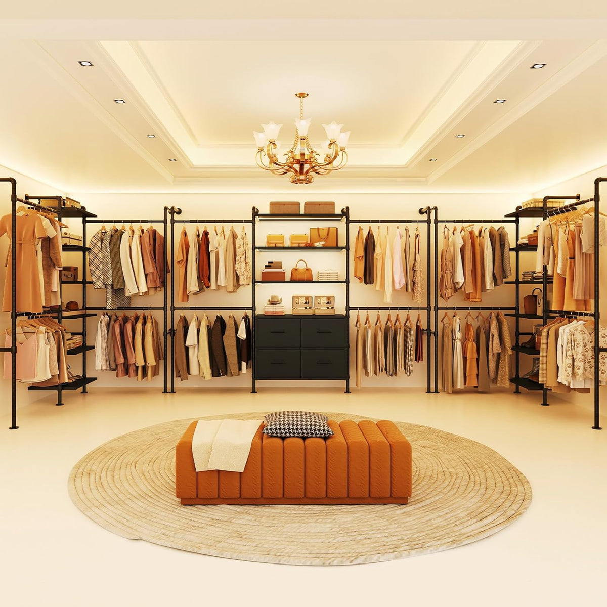 Closet System with LED Light and 4 Drawers