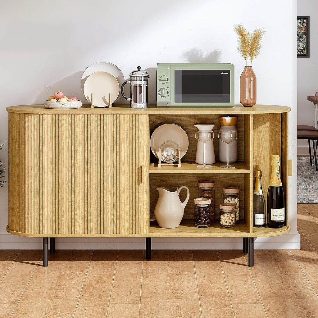 55 Inch Sideboard Buffet with Tambour Door