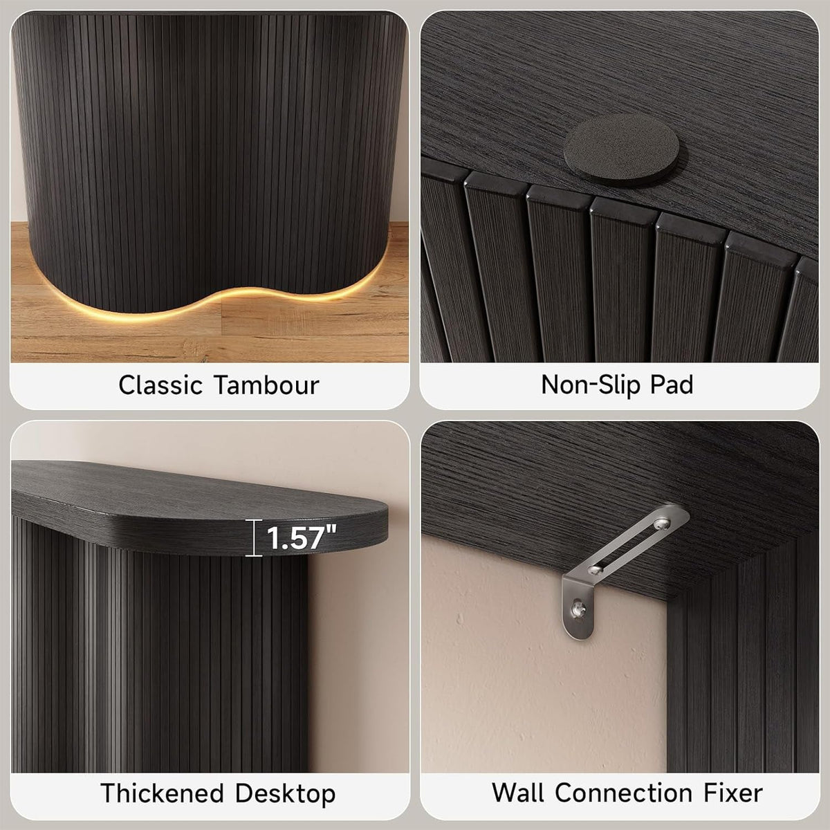 57 Inch Tambour Entryway Console Table