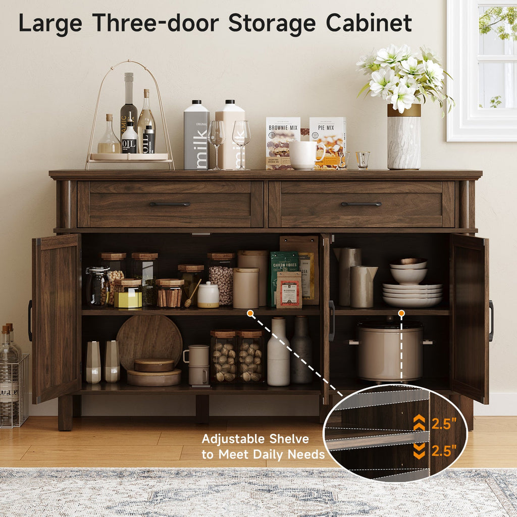 Wood Buffet Sideboard with 2 Drawers and 3 Doors
