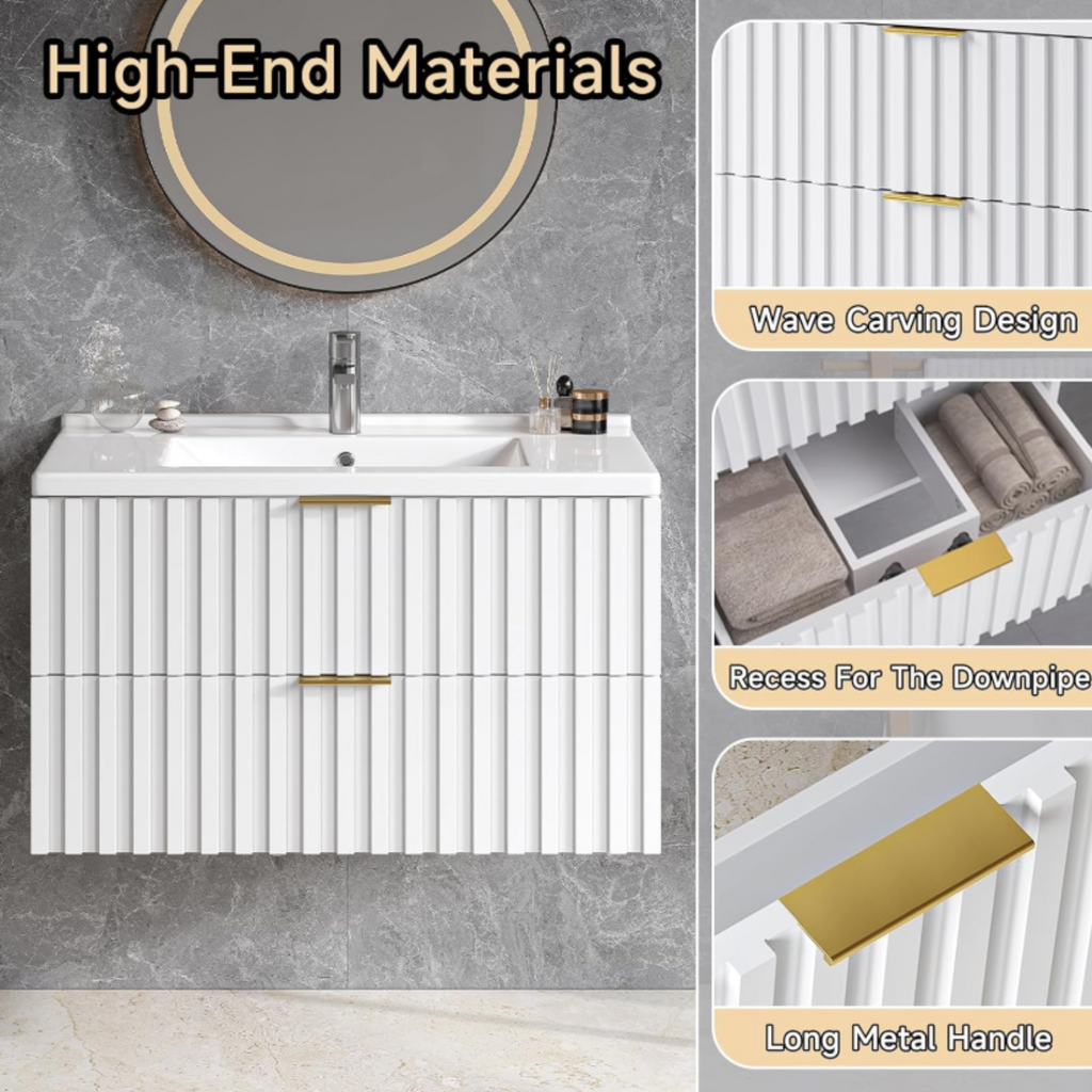 30 Inch Wall-Mounted Floating Bathroom Vanity