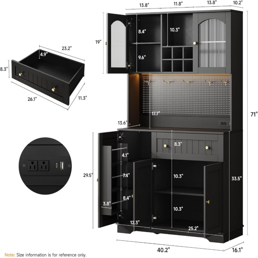 71 Inch Kitchen Pantry Cabinet with Microwave Stand