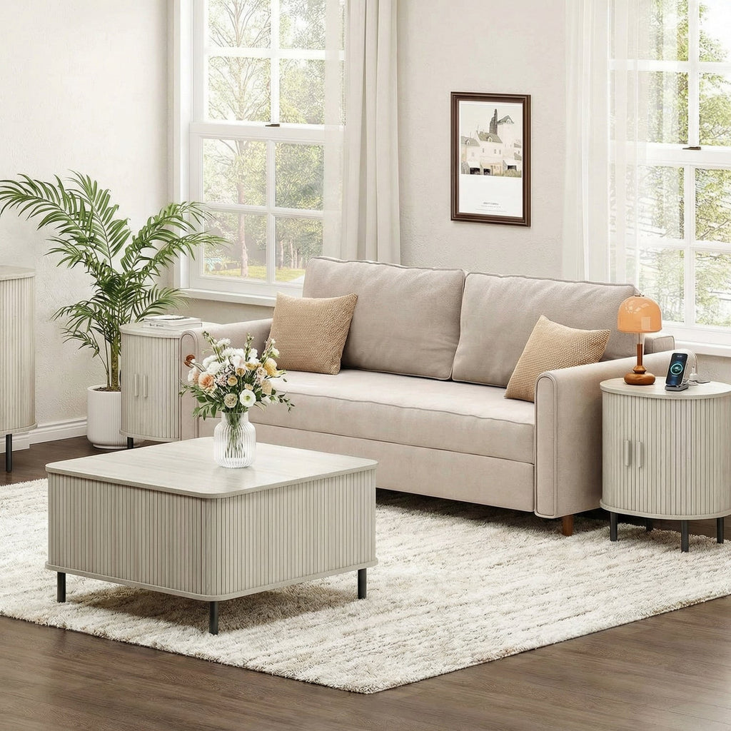 Side Table Nightstand with Charging Station