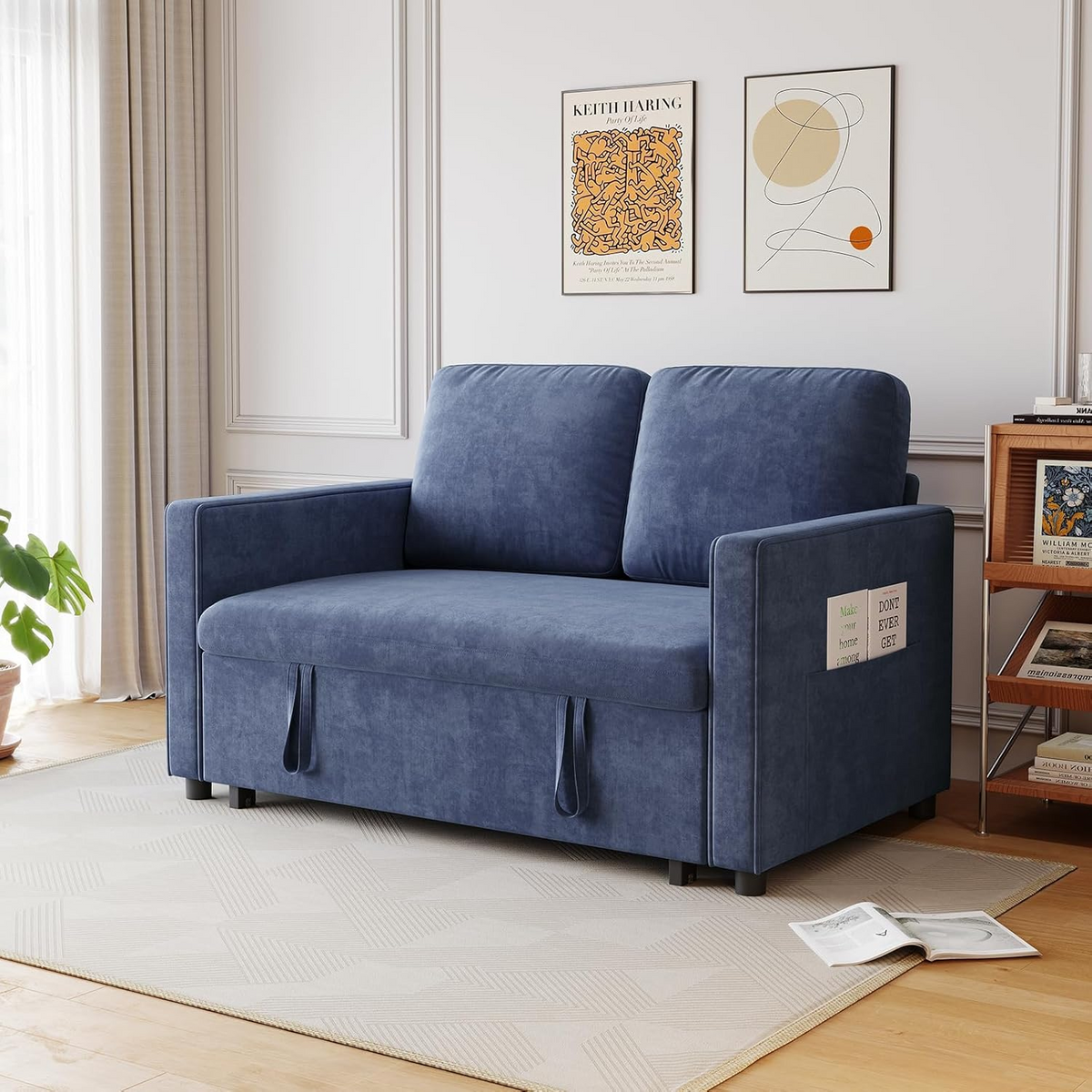 54" Chenille 3-in-1 Sleeper Sofa Bed with USB Ports
