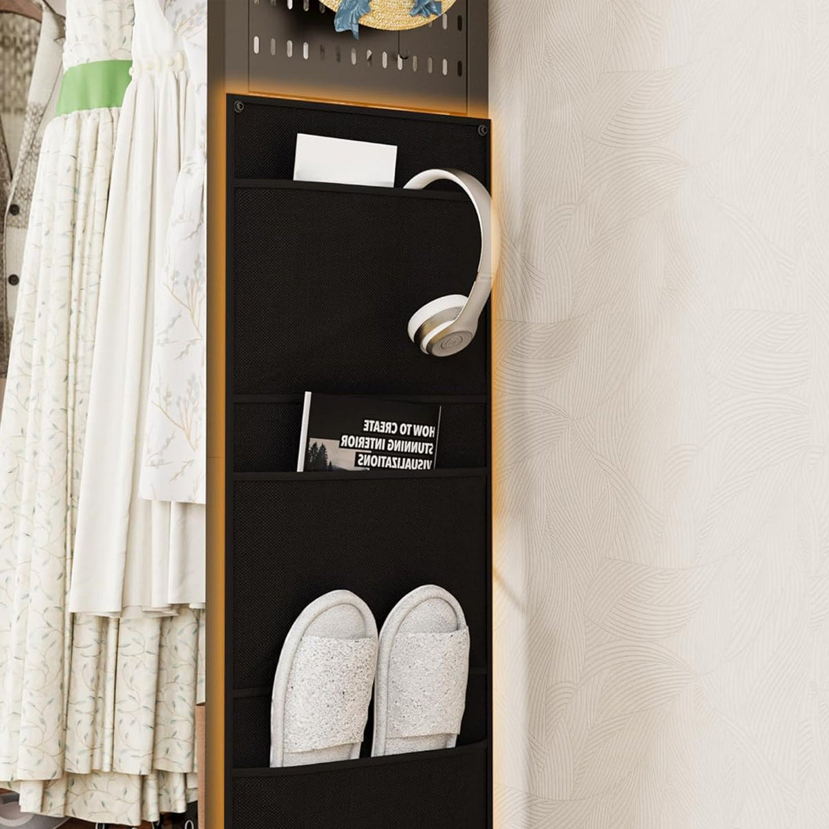 Garment Rack with Hanging Rods, Shelves and Drawer