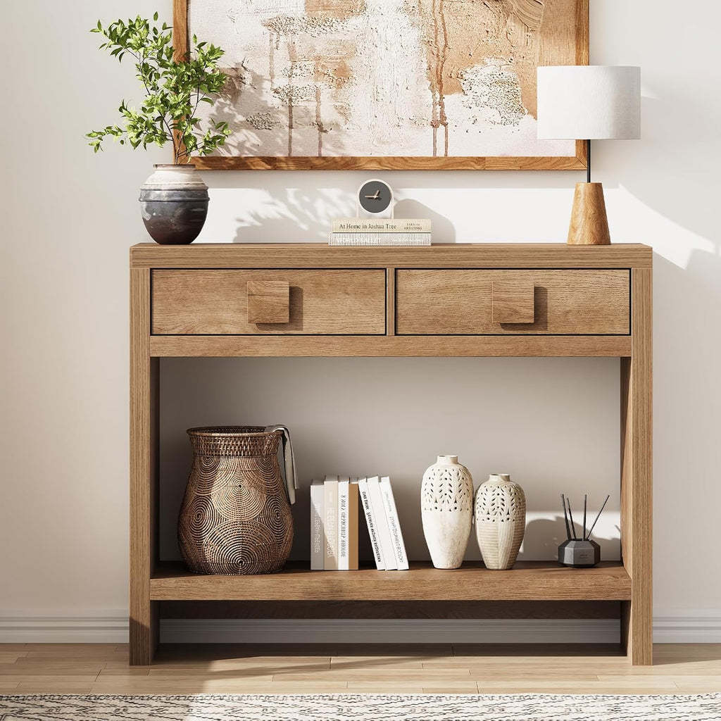40 Inch Narrow Console Table with Drawers