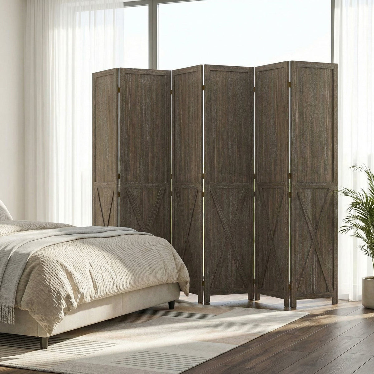 5.5 ft Solid Wood Folding Room Divider