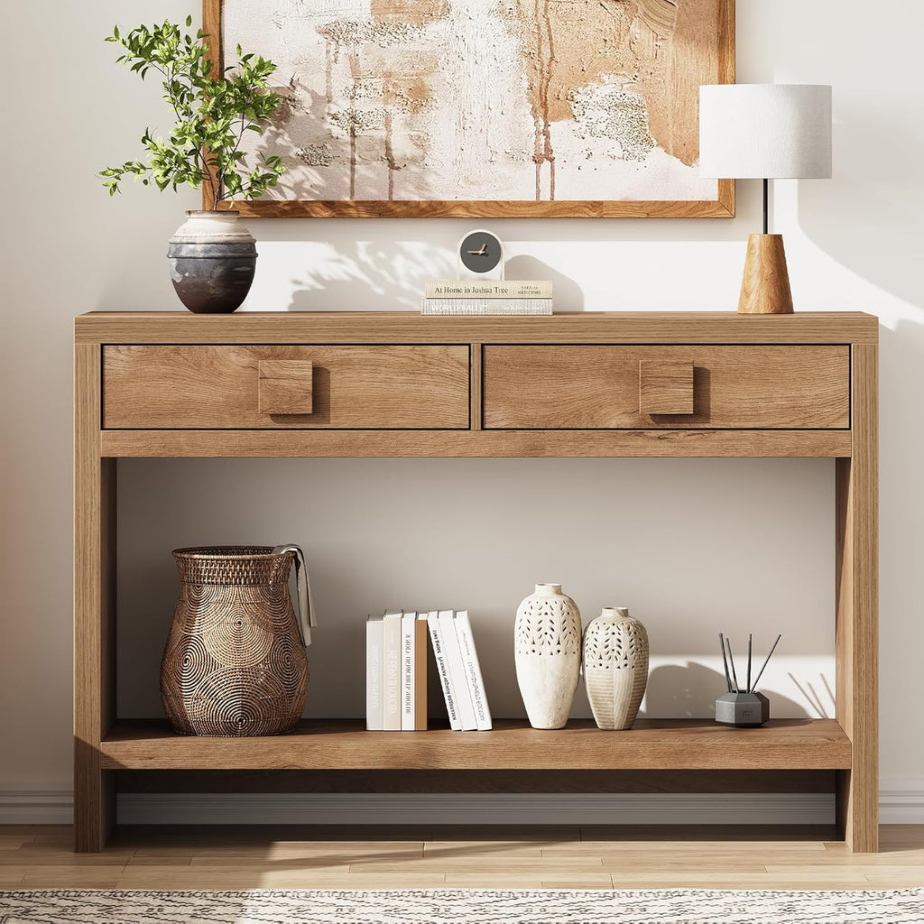 47 Inch Narrow Console Table with Drawers