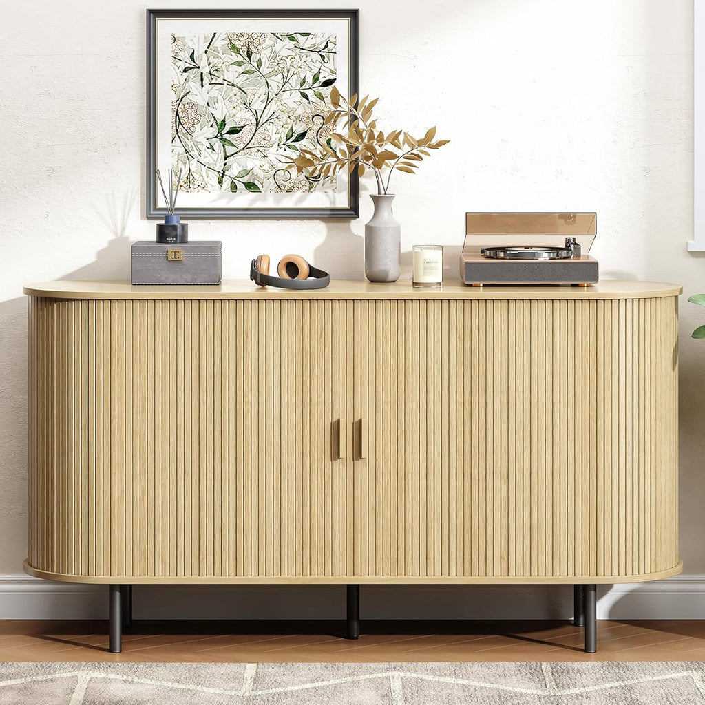 55 Inch Sideboard Buffet with Tambour Door