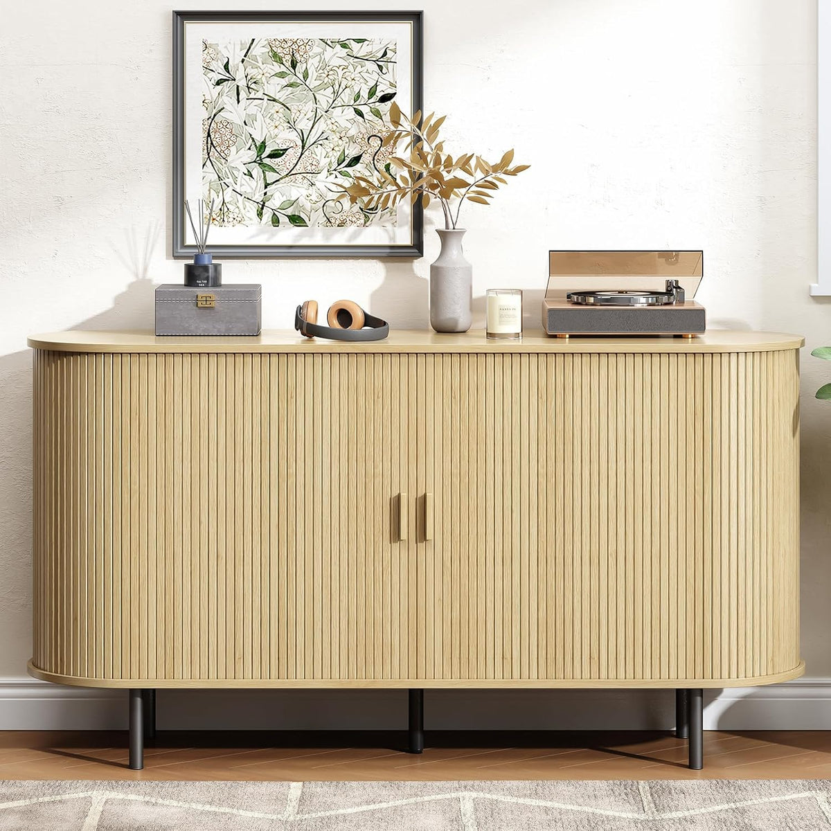 55 Inch Sideboard Buffet with Tambour Door