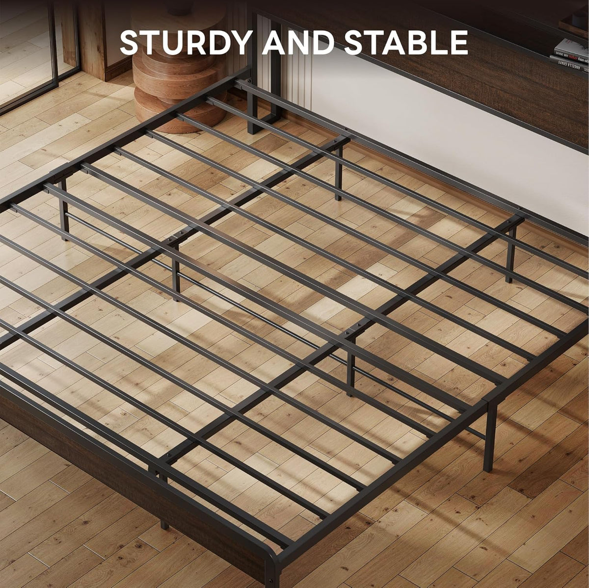 California King Bed Frame with Headboard, No Box Spring