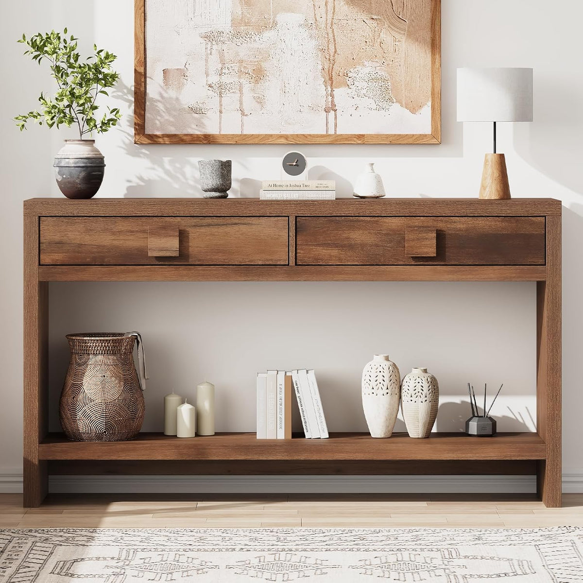 55 Inch Narrow Console Table with Drawers