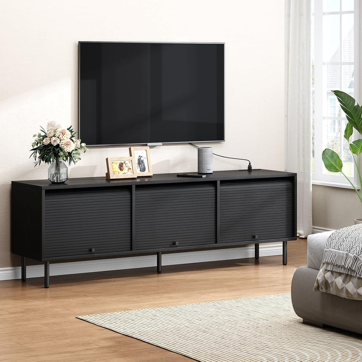 59-Inch TV Stand for 65-Inch TVs with Sliding Doors