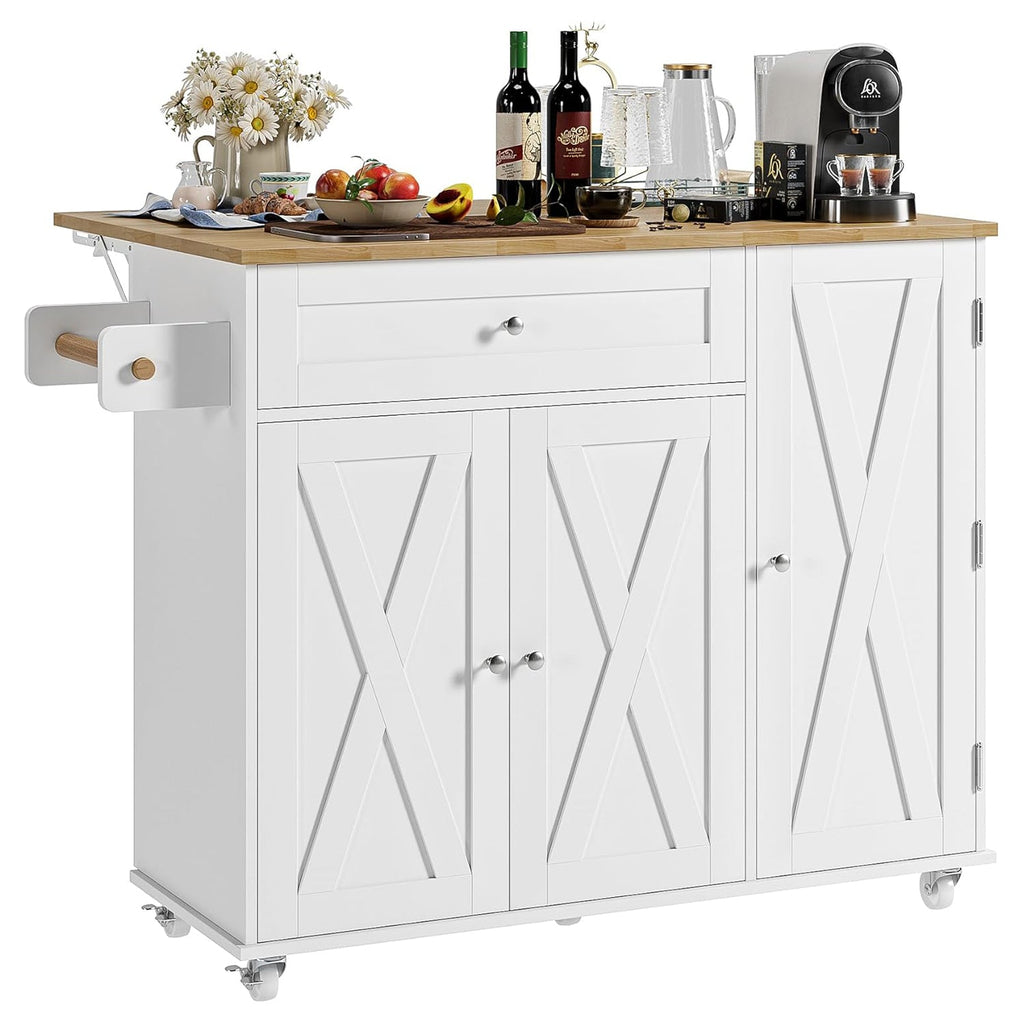 Rolling Kitchen Island Cart with Drop Leaf