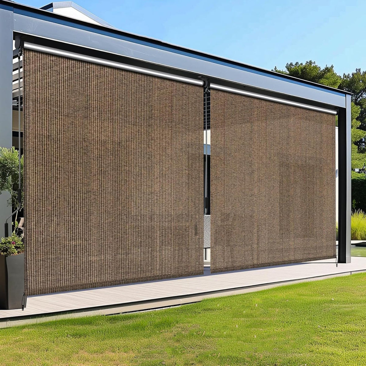 Outdoor Cordless Roll-Up Roller Shade with Crank