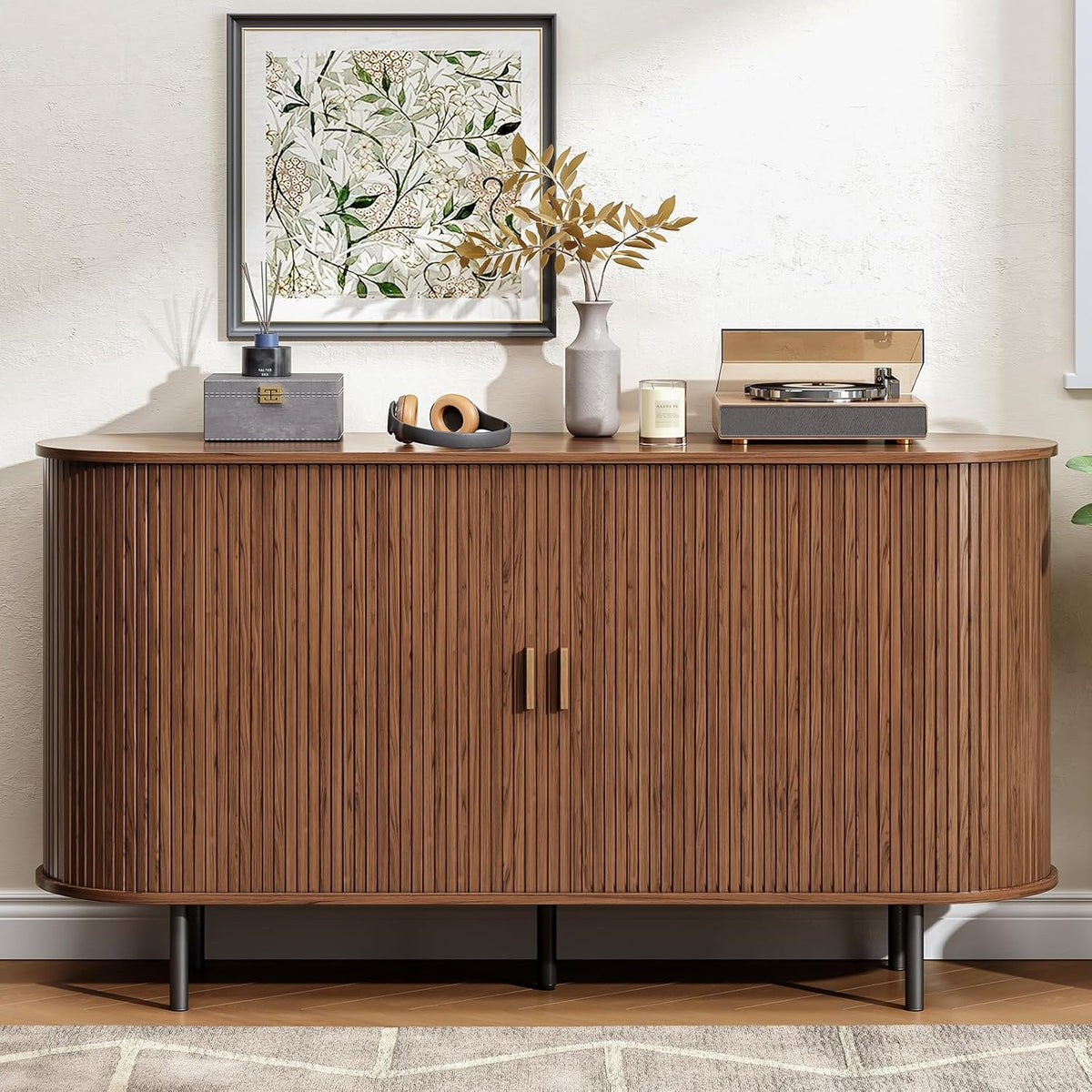 55 Inch Sideboard Buffet with Tambour Door