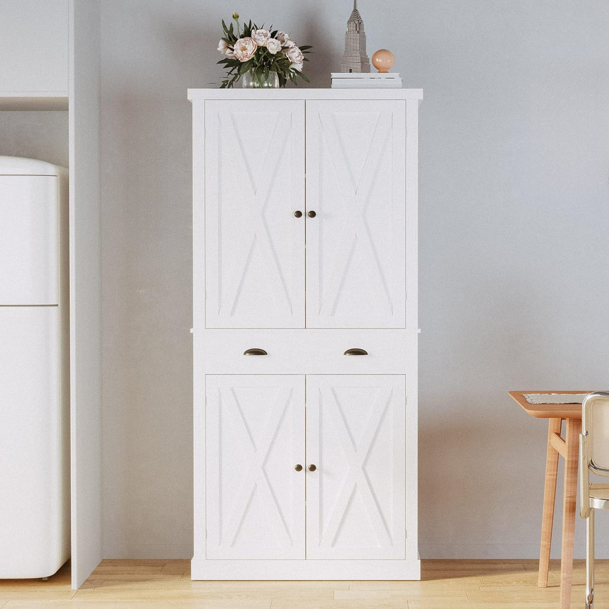 Kitchen Pantry Cabinet with Drawers and Doors